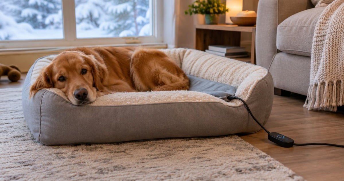 How to connect an orthopedic dog bed to a heating pad for winter comfort