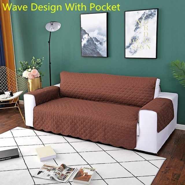 Quilted Pet Couch Cover – Furniture Protector with Armrests & Side Pockets, Chair / Loveseat / Sofa