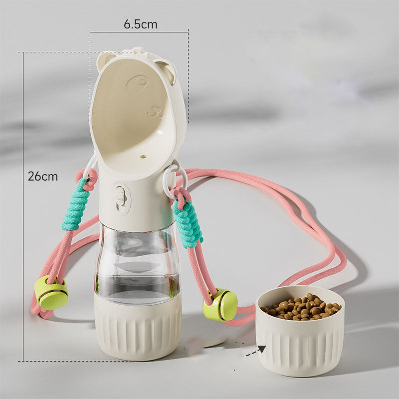 Portable Leakproof Pet Water Bottle with Food Container