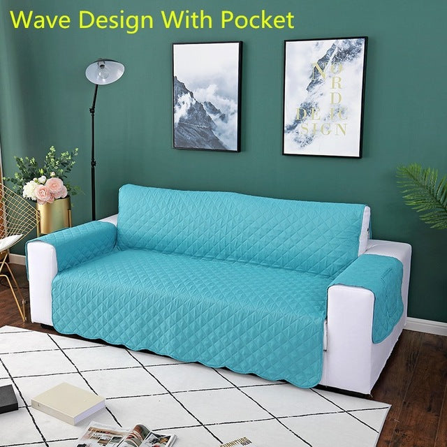 Quilted Pet Couch Cover – Furniture Protector with Armrests & Side Pockets, Chair / Loveseat / Sofa