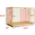 Copper Gold Double-Door Foldable Dog Crate with Removable Tray – 24–42 Inch