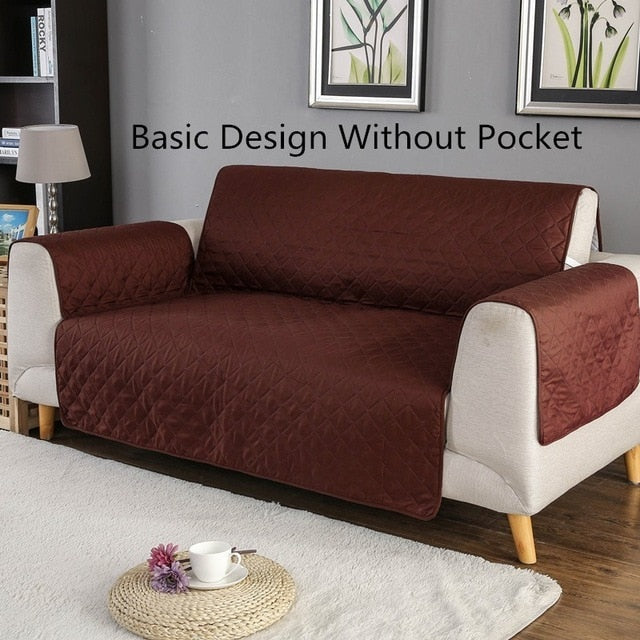 Quilted Pet Couch Cover – Furniture Protector with Armrests & Side Pockets, Chair / Loveseat / Sofa