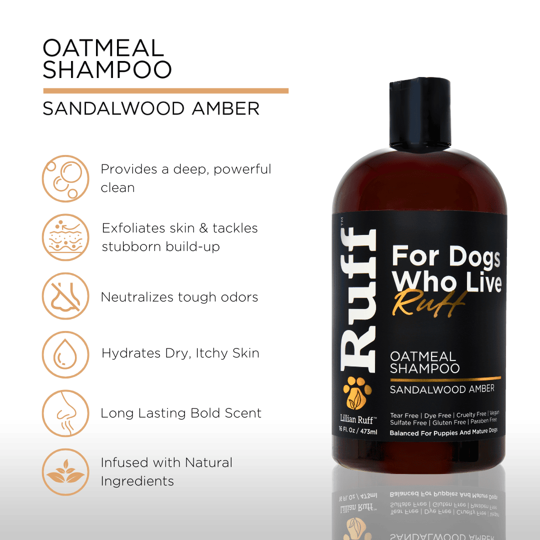 RUFF Sandalwood Amber Oatmeal Dog Shampoo – 16 oz
