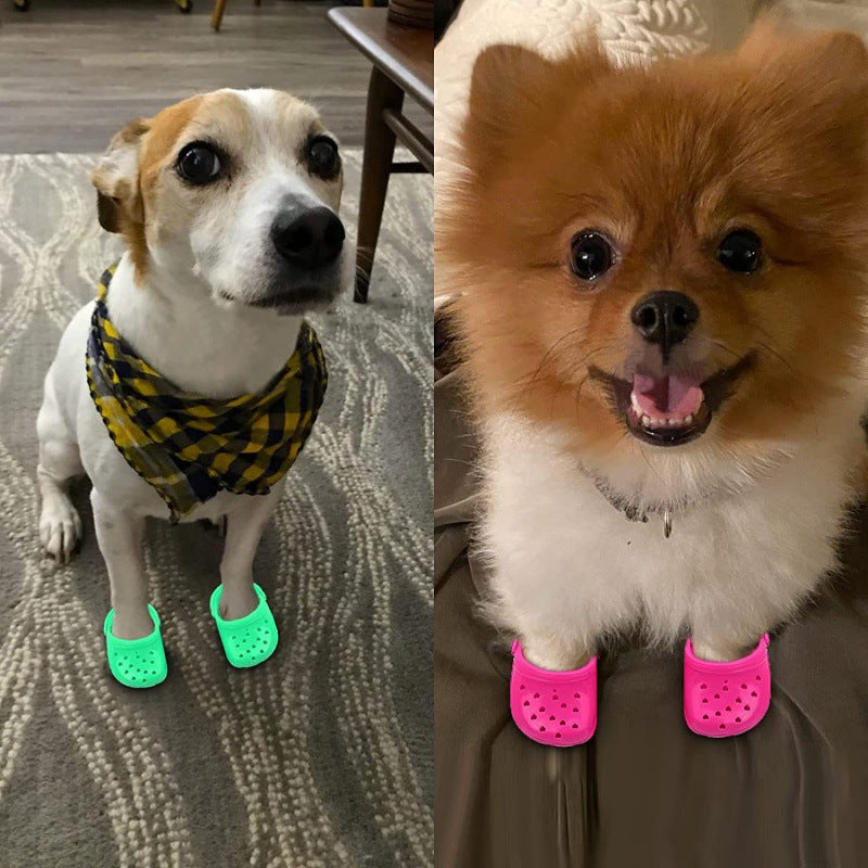 Heart-Shaped Dog Sandals – Breathable Rubber Hole Shoes for Pets