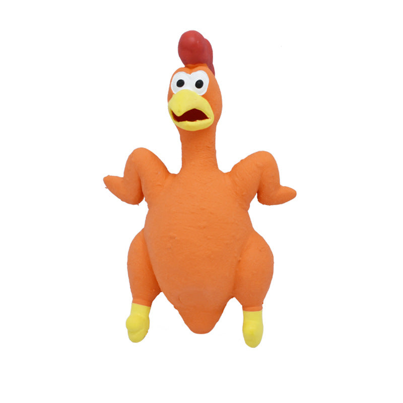 Squeaky Chicken Latex Dog Toy – Fetch & Chew Toy, Orange, Yellow or Brown