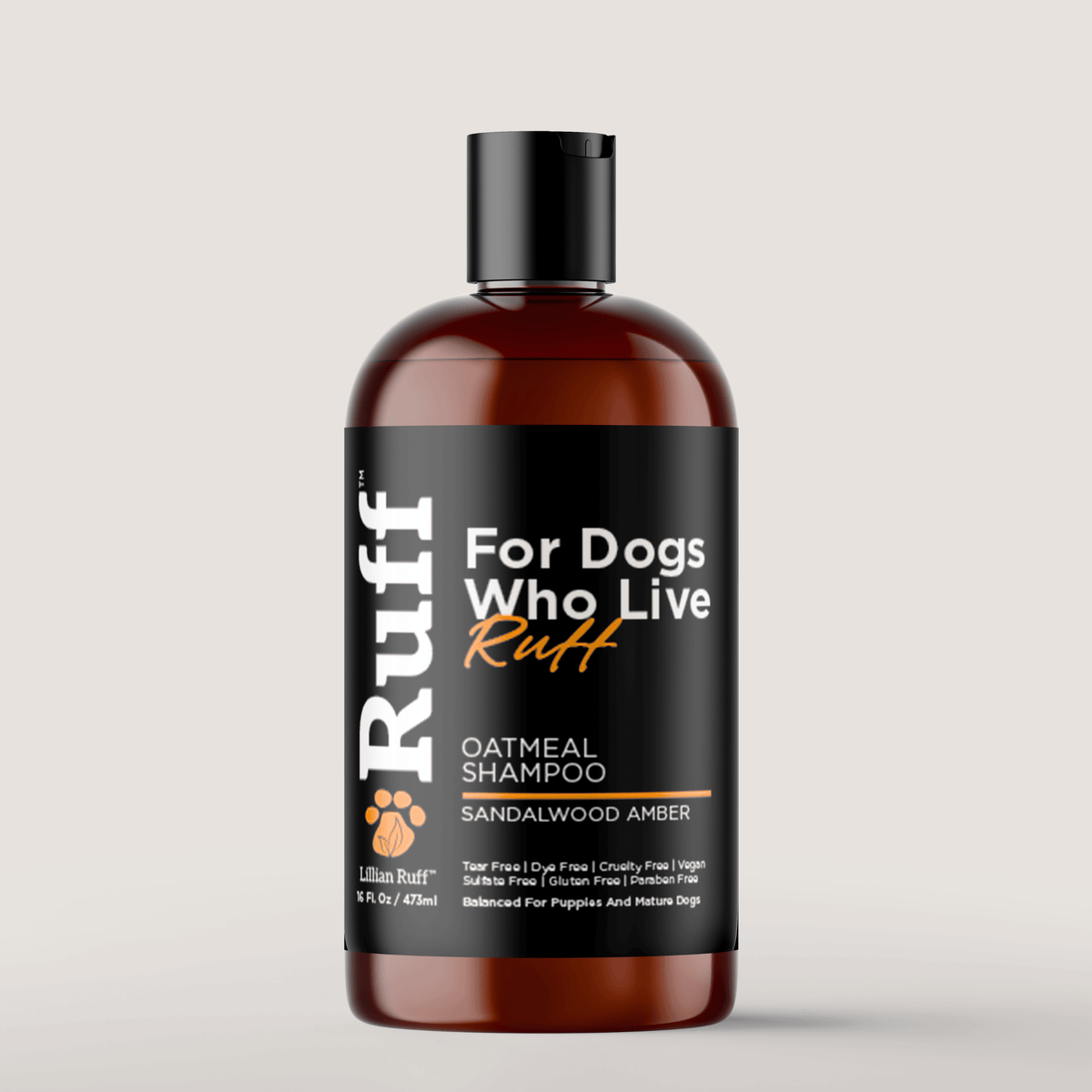 RUFF Sandalwood Amber Oatmeal Dog Shampoo – 16 oz