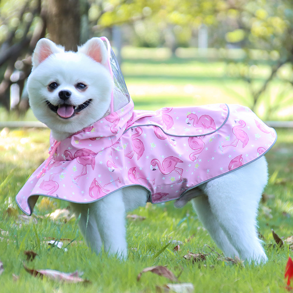 Waterproof Reflective Dog Raincoat – Transparent PU Cape with Reflective Strip