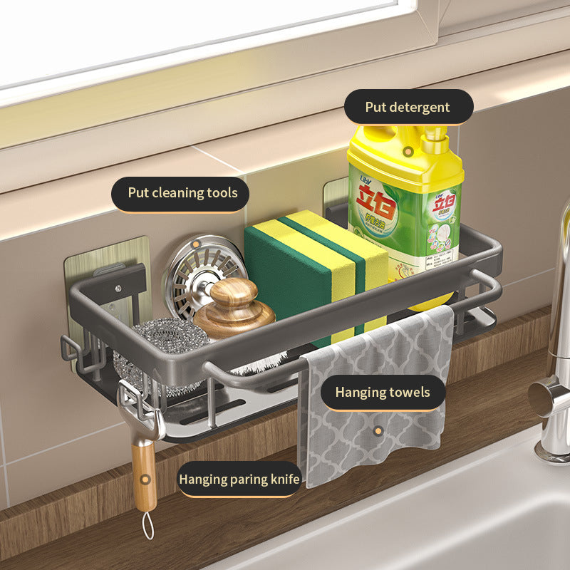 Wall-Mounted Kitchen Storage Rack – No-Drill Organizer