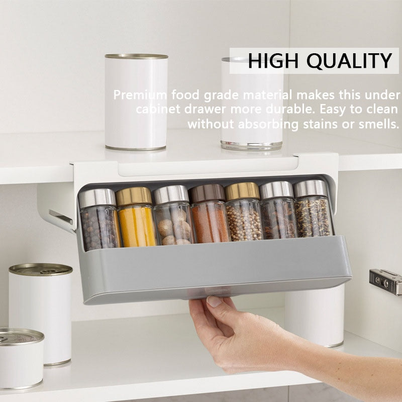 Under-Shelf Spice Organizer – Self-Adhesive Storage Rack
