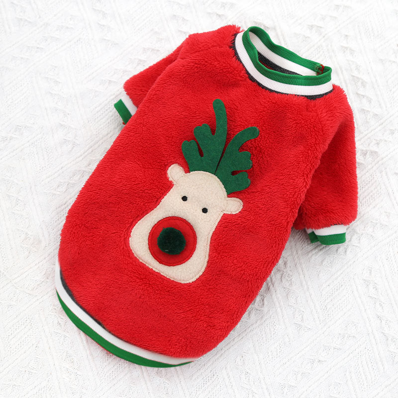 Christmas Coral Fleece Pet Sweater Coat for Dogs & Cats