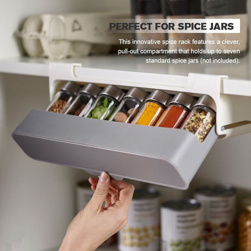 Under-Shelf Spice Organizer – Self-Adhesive Storage Rack