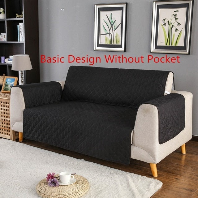 Quilted Pet Couch Cover – Furniture Protector with Armrests & Side Pockets, Chair / Loveseat / Sofa