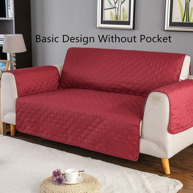 Quilted Pet Couch Cover – Furniture Protector with Armrests & Side Pockets, Chair / Loveseat / Sofa