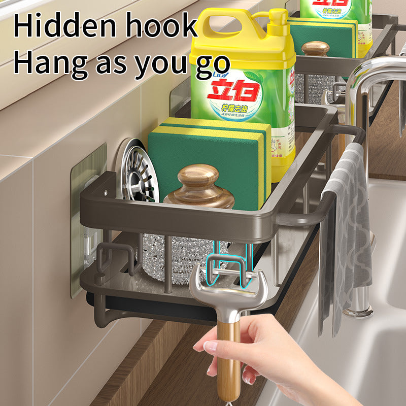 Wall-Mounted Kitchen Storage Rack – No-Drill Organizer