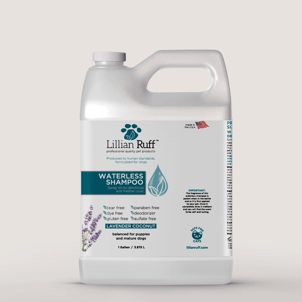 Lillian Ruff Waterless Dog Shampoo – Lavender Coconut Gallon
