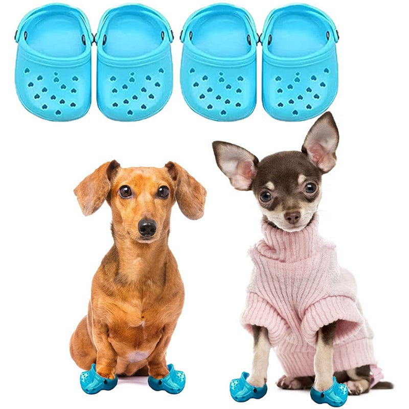 Heart-Shaped Dog Sandals – Breathable Rubber Hole Shoes for Pets