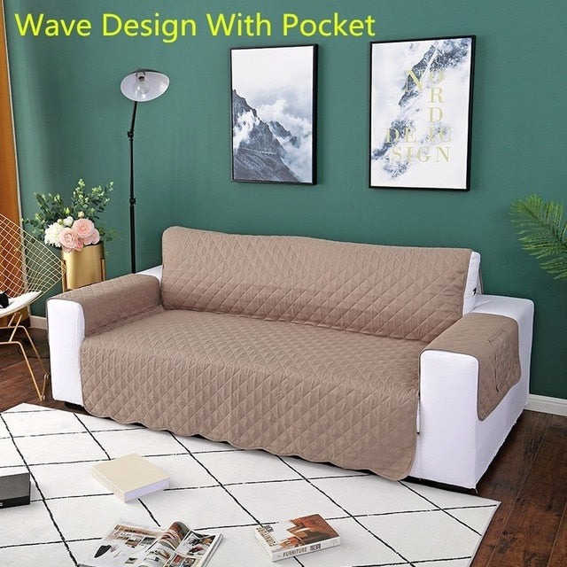 Quilted Pet Couch Cover – Furniture Protector with Armrests & Side Pockets, Chair / Loveseat / Sofa