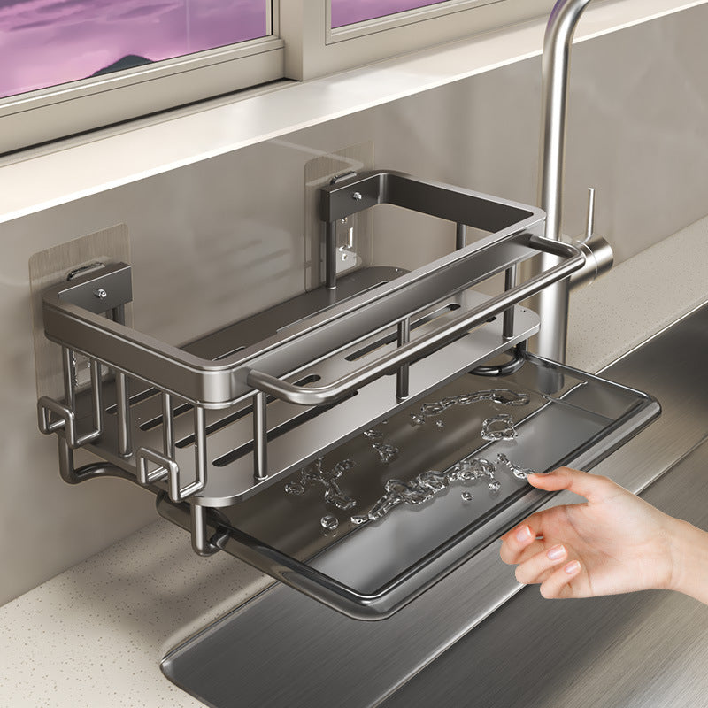 Wall-Mounted Kitchen Storage Rack – No-Drill Organizer