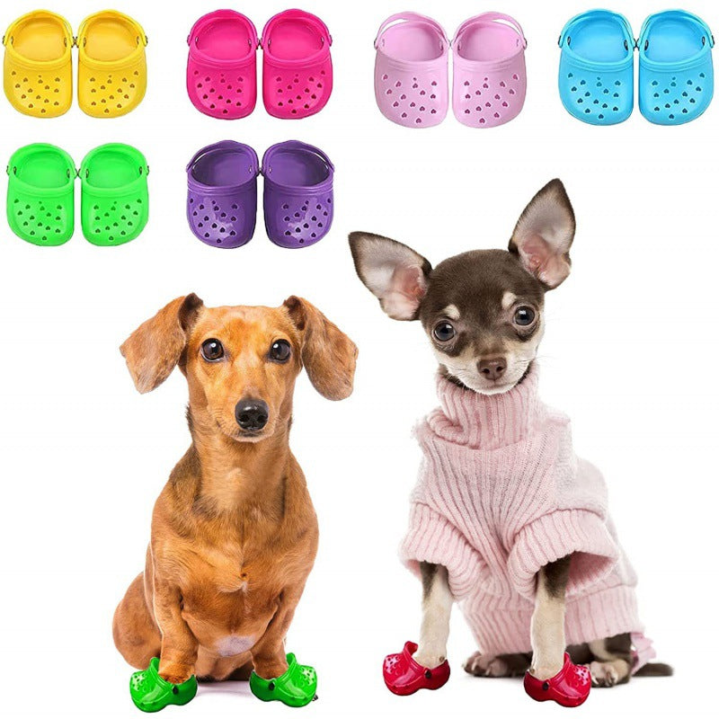 Heart-Shaped Dog Sandals – Breathable Rubber Hole Shoes for Pets