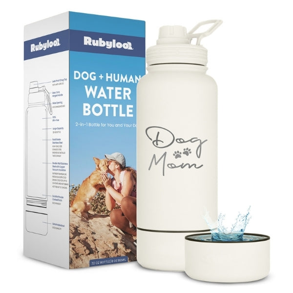 Rubyloo Dog + Human Water Bottle with Detachable Dog Bowl – Insulated 2-in-1