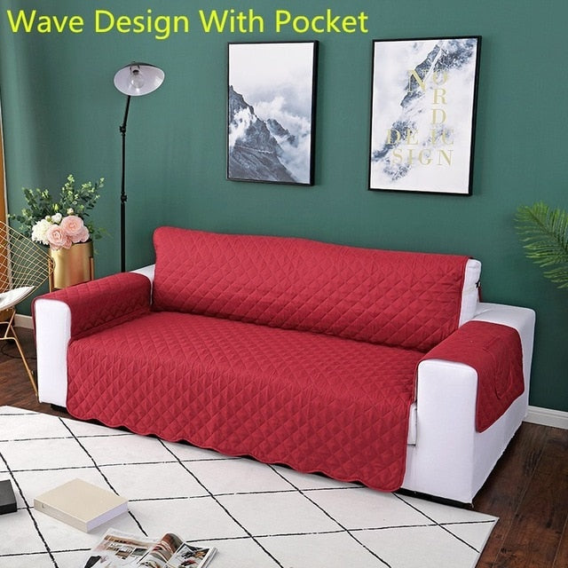 Quilted Pet Couch Cover – Furniture Protector with Armrests & Side Pockets, Chair / Loveseat / Sofa