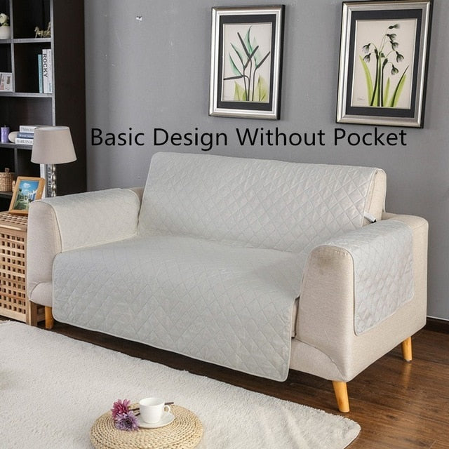 Quilted Pet Couch Cover – Furniture Protector with Armrests & Side Pockets, Chair / Loveseat / Sofa