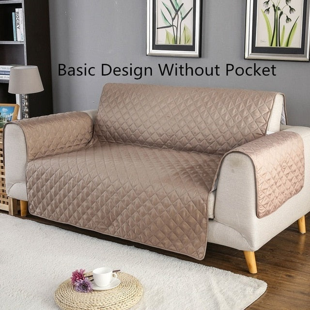 Quilted Pet Couch Cover – Furniture Protector with Armrests & Side Pockets, Chair / Loveseat / Sofa