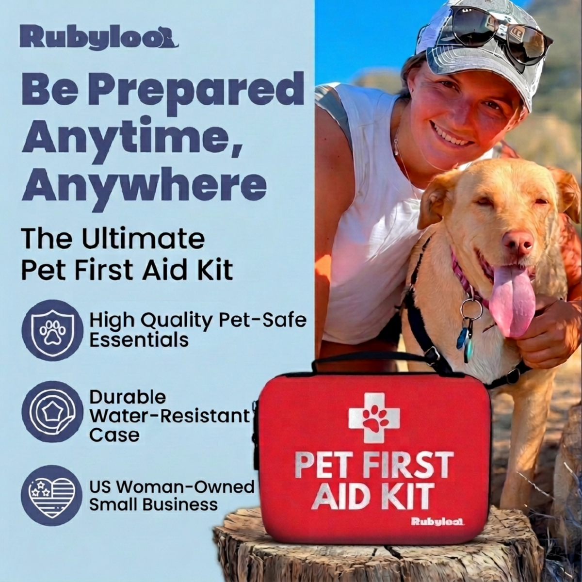 Pet First Aid Kit for Dogs & Cats – Waterproof Case