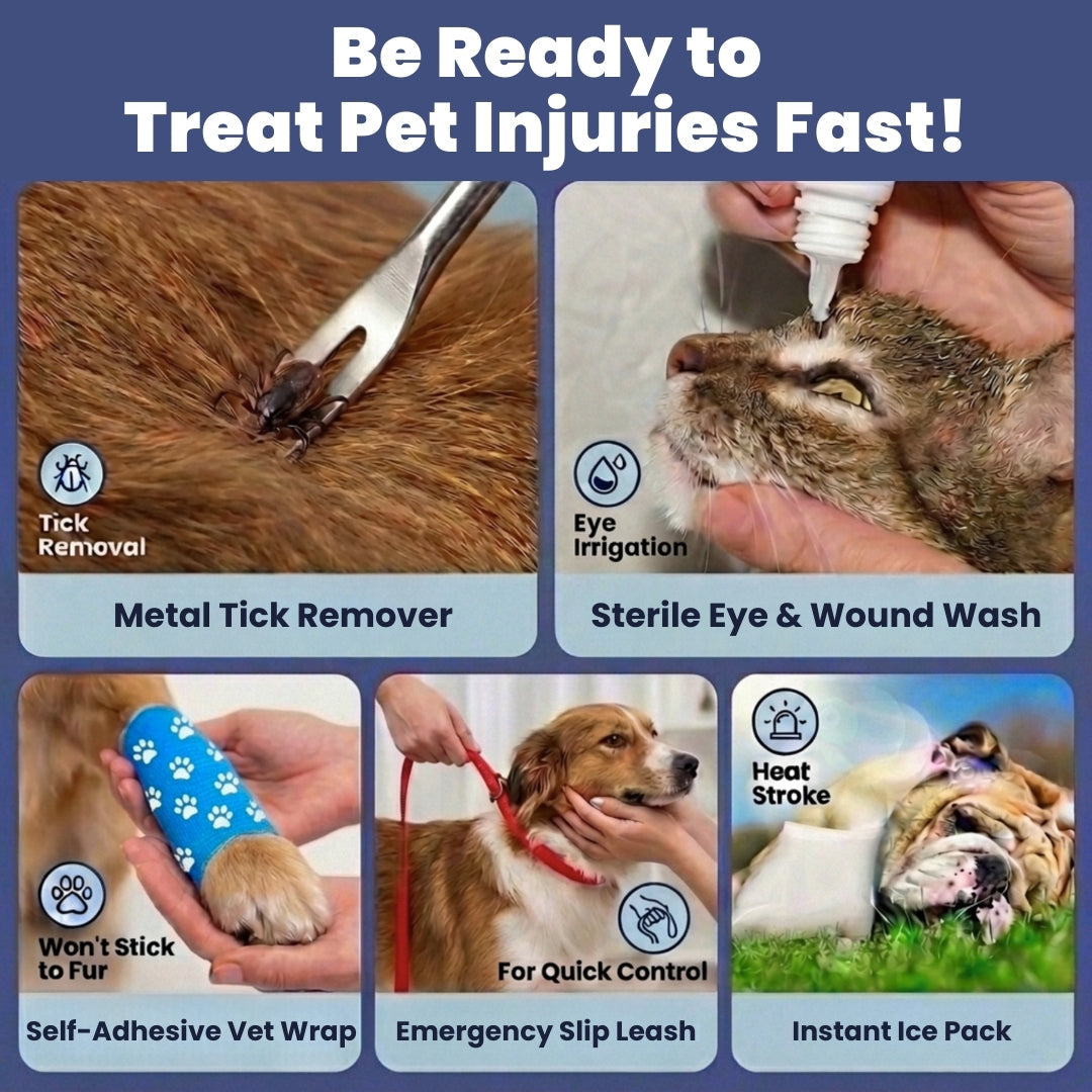 Pet First Aid Kit for Dogs & Cats – Waterproof Case