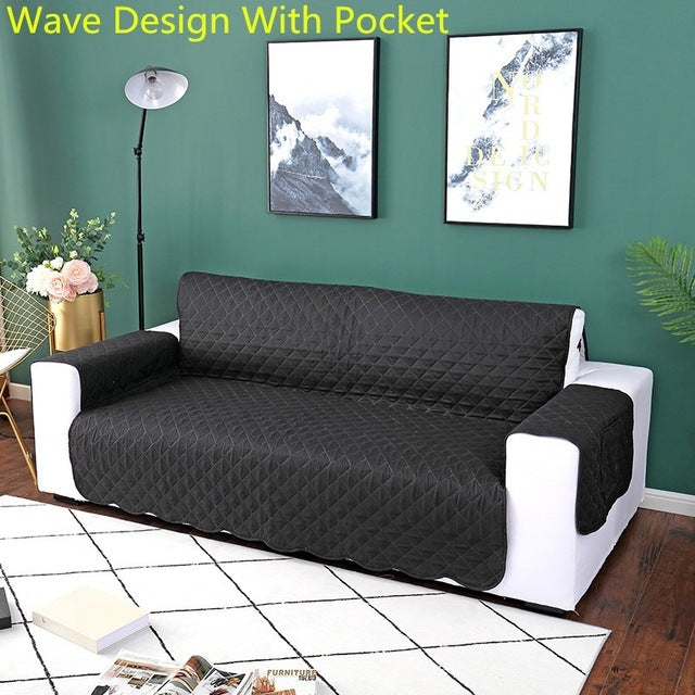 Quilted Pet Couch Cover – Furniture Protector with Armrests & Side Pockets, Chair / Loveseat / Sofa