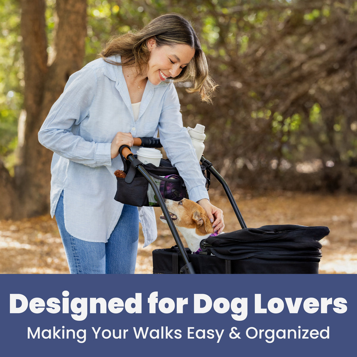 Rubyloo Dog Stroller Caddy Organizer – Insulated Cup Holders & Storage