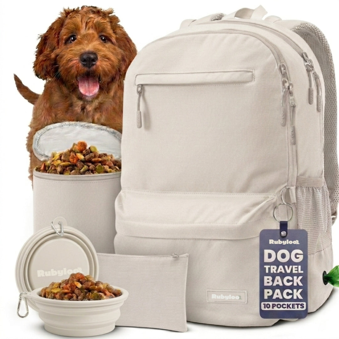 The Original Doggy Bag™ Backpack for Dog Supplies – 6-Piece Travel Kit with Bowls & Treat Pouch