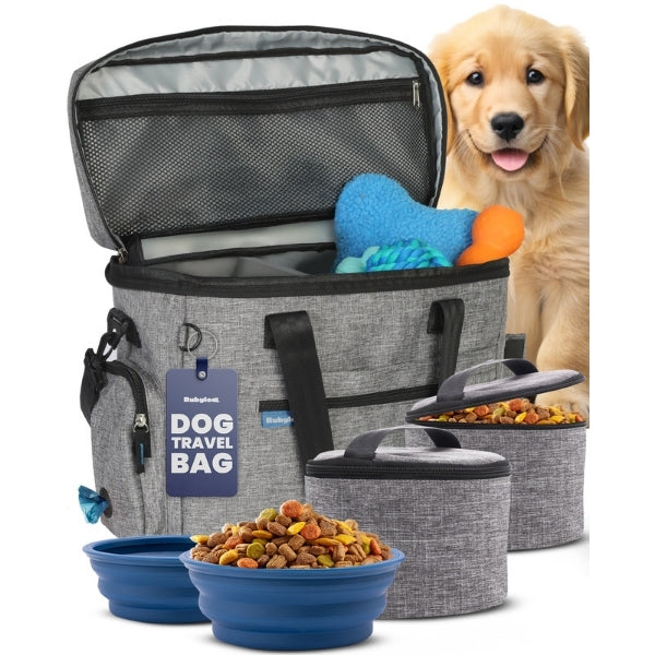 The Original Doggy Bag™ – Dog Travel Bag for Supplies with Bowls, Food Containers & Poop Bag Dispenser