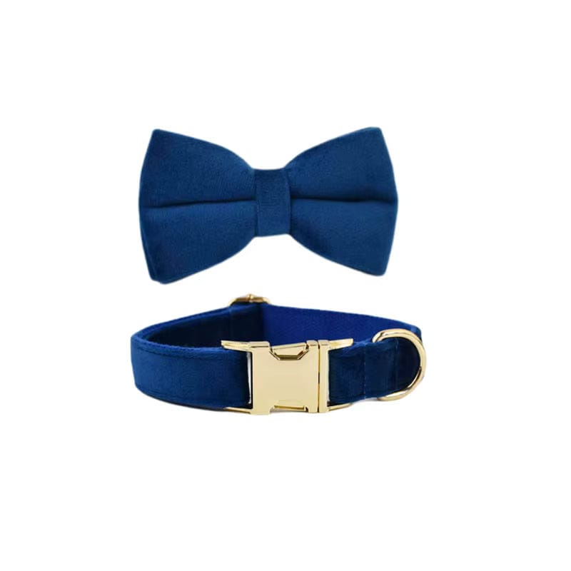 Blue Velvet Dog Harness Set – Personalized No-Pull Harness, Leash & Collar