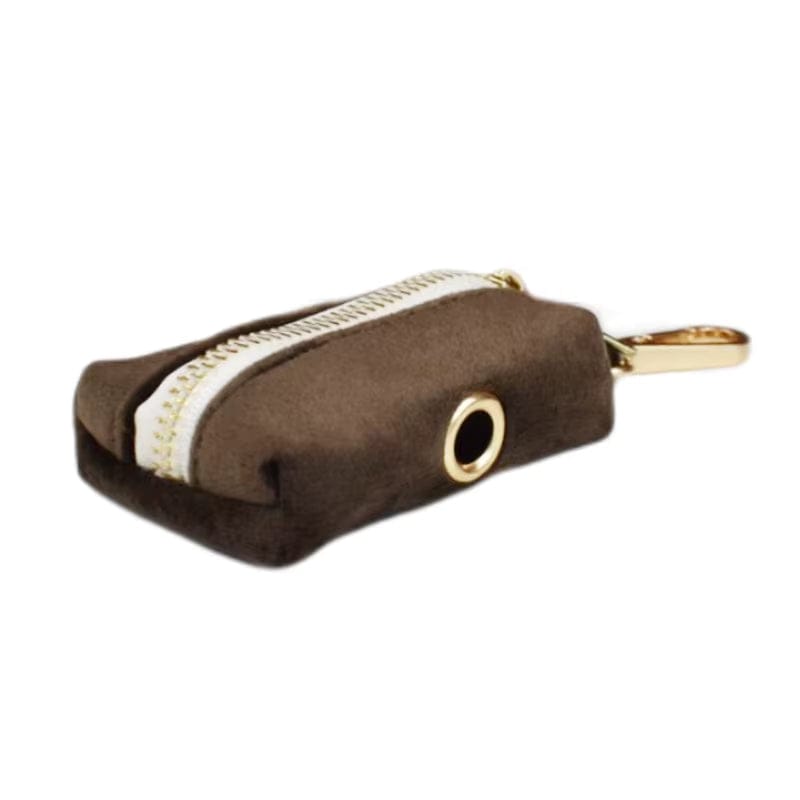 Dark Brown Velvet Dog Harness Set – Personalized No-Pull Harness, Leash & Collar