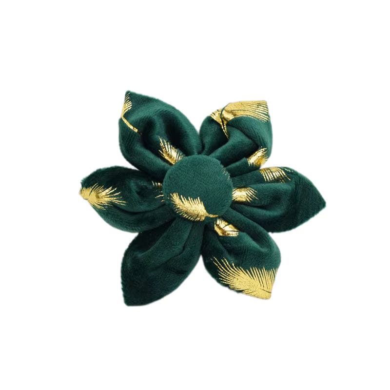 Green Feather Velvet Dog Harness Set – Personalized No-Pull Harness, Leash & Collar