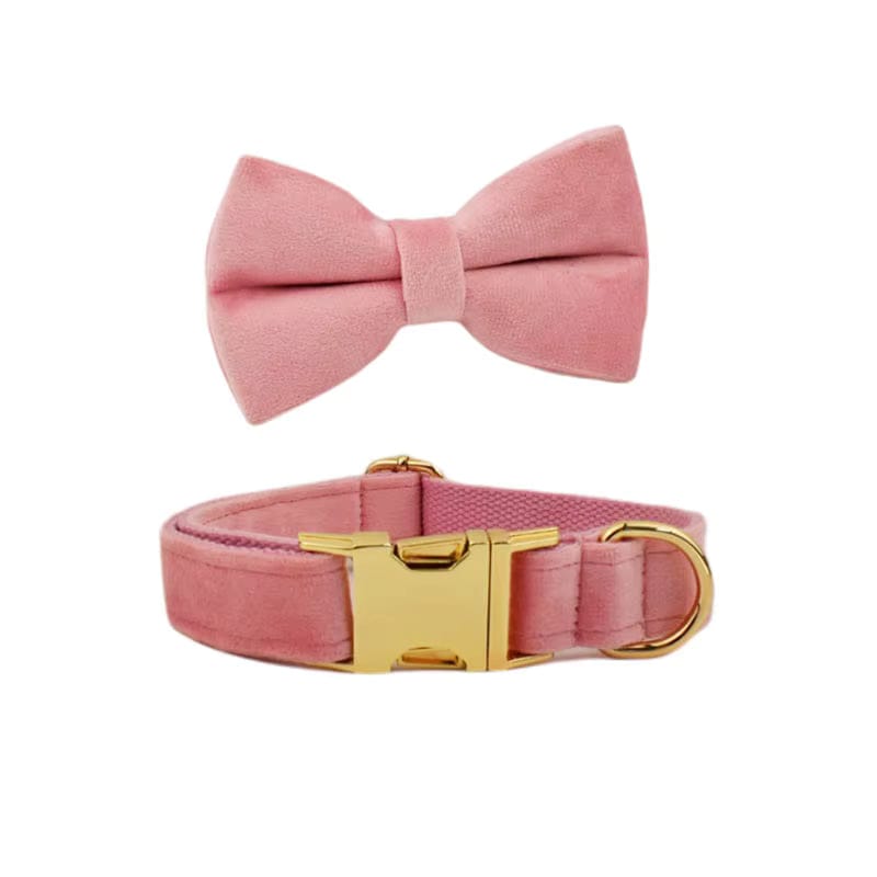 Pink Velvet Dog Harness Set – Personalized No-Pull Harness, Leash & Collar