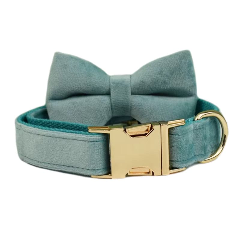 Green Ocean Velvet Dog Harness Set – Personalized No-Pull Harness, Leash & Collar