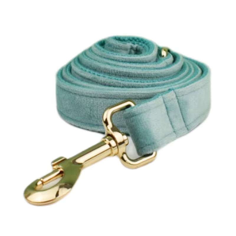 Green Ocean Velvet Dog Harness Set – Personalized No-Pull Harness, Leash & Collar
