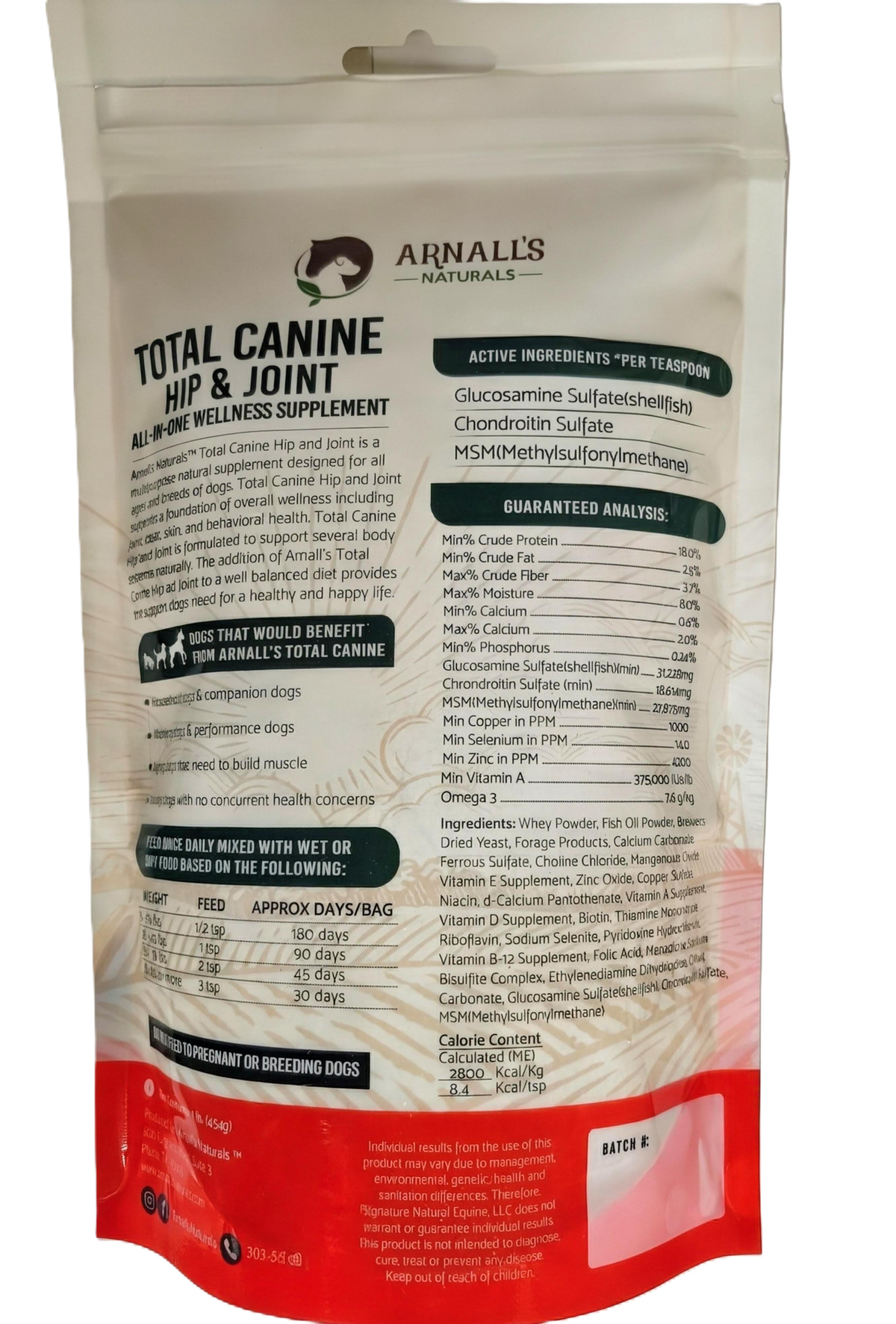 Arnall’s Naturals Total Canine Hip & Joint Supplement for Dogs – 140 g or 454 g