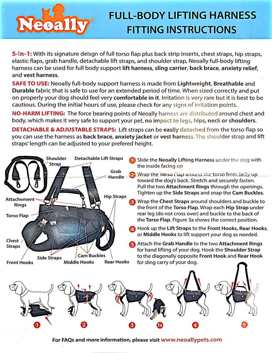 NeoAlly 5-in-1 Full Body Dog Lift & Support Harness