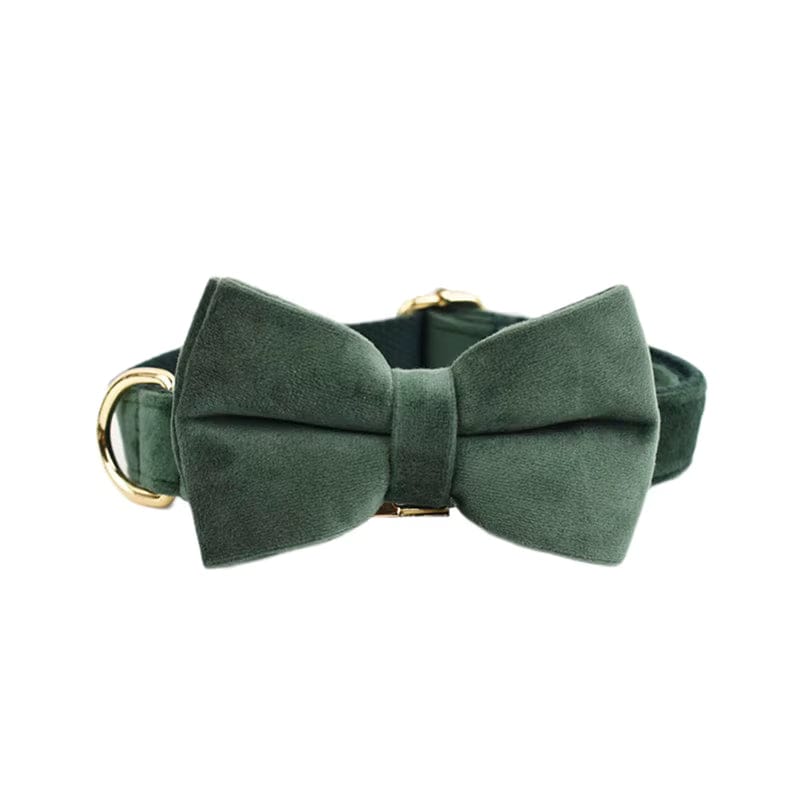 Forest Teal Velvet Dog Harness Set – Personalized No-Pull Harness, Leash & Collar