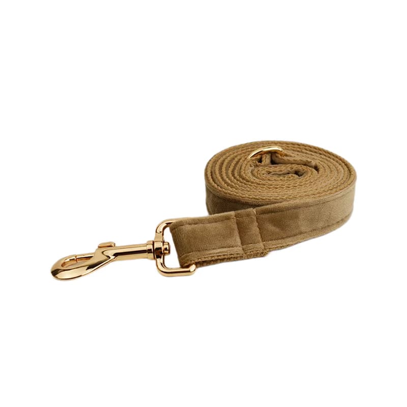 Khaki Velvet Dog Harness Set – Personalized No-Pull Harness, Leash & Collar