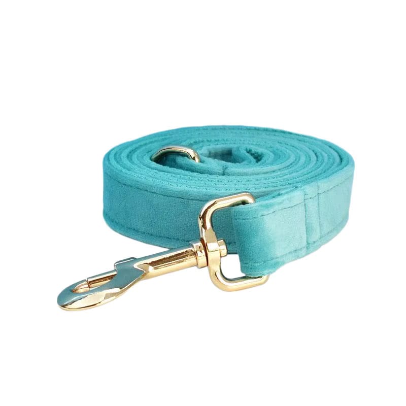 Turquoise Stone Velvet Dog Harness Set – Personalized No-Pull Harness, Leash & Collar