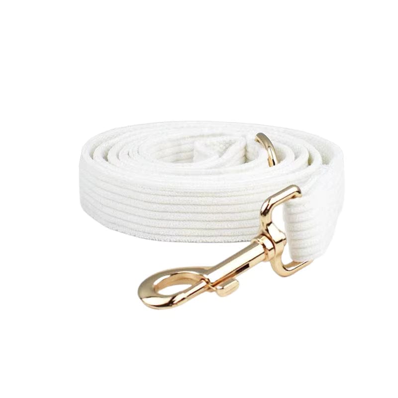 White Corduroy Dog Harness Set – Personalized No-Pull Harness, Leash & Collar